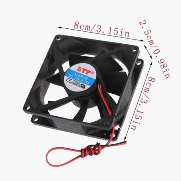 80x80x25mm Cabinet 3.1in Fan 12V DC CPU Cooling Fan - Black - Image 4