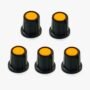 Orange - Black 6mm Shaft Hole Plastic Potentiometer Knob - 5 Pcs