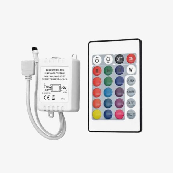 RGB Control Box with 24-Key IR Remote & Adopter for RGB LED Strip - Image 2
