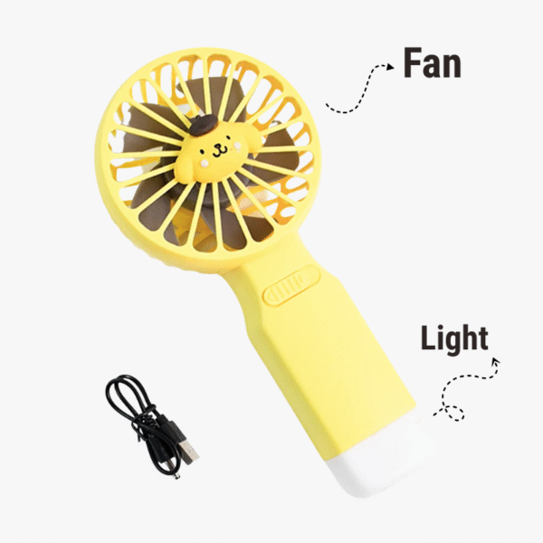 Cartoon Handheld Fan with LED Light – Cute Puppy Edition