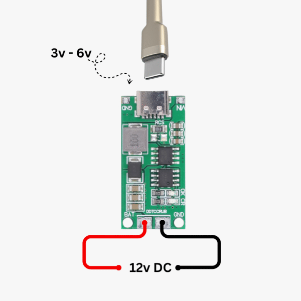 Type-C 3S 18650 Lithium Battery Charging Board – Step-Up Boost Module (12V, 2A) - Image 4