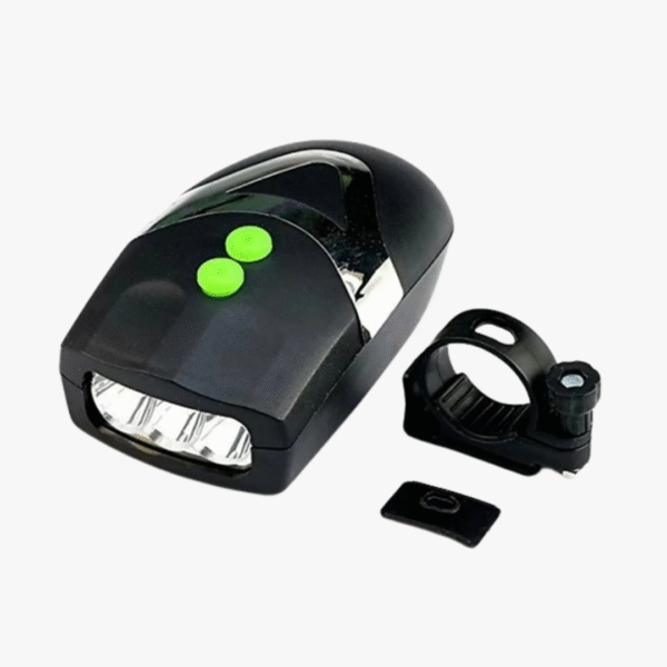 Bicycle LED Headlight with Horn – 3 LED Beams | 3 Sound Sirens | ABS Body | Detachable Mount