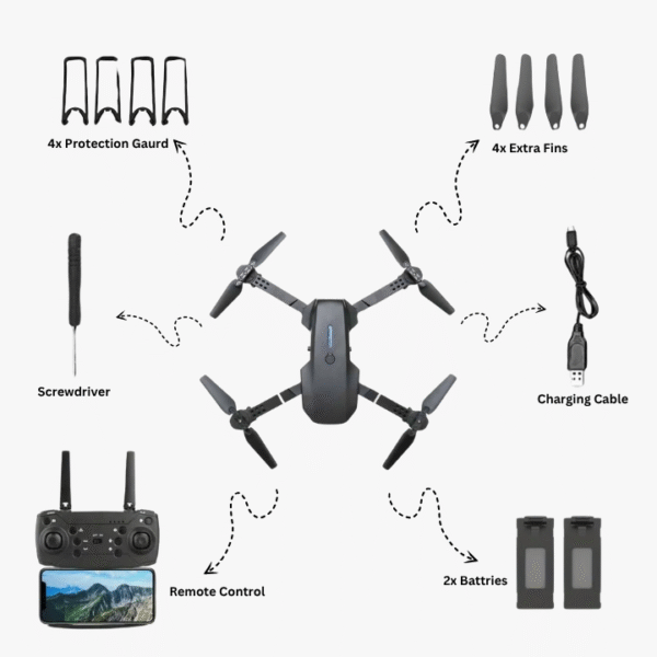 E88 Max Drone – Foldable Dual Camera Quadcopter with Remote, Case & Extra Battery - Image 4