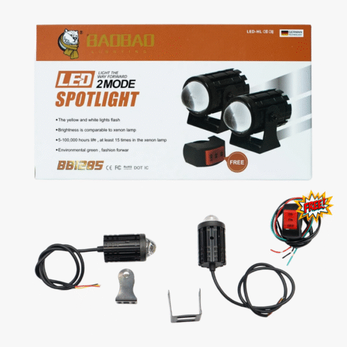 BB1285 Mini Drive Fog Light with 3-Way Switch – White & Yellow LED for Bikes and Cars
