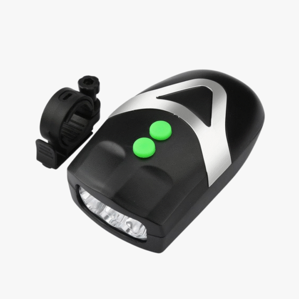Bicycle LED Headlight with Horn – 3 LED Beams | 3 Sound Sirens | ABS Body | Detachable Mount - Image 2