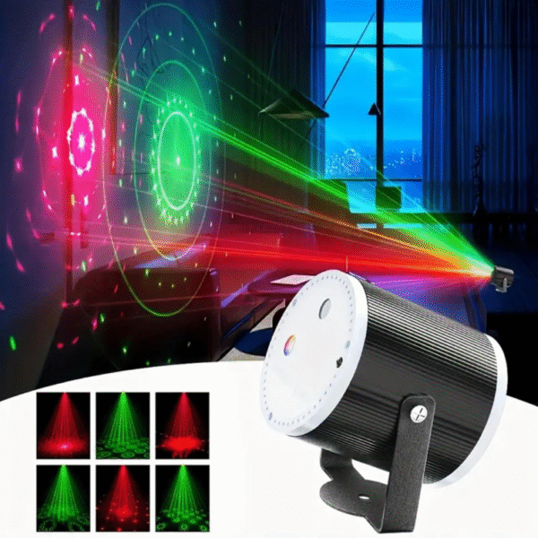 Mini Cylinder DJ Disco Laser Light – 16 Patterns & 4 Modes, USB-Powered Party Light for Weddings, Clubs & Events