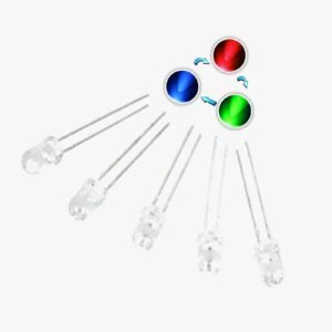 RGB Auto Fashing LED-5mm Crystal Transparent - 5 Pcs Pack