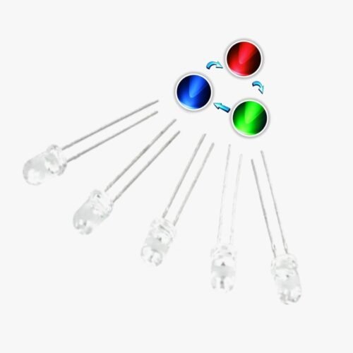 RGB Auto Fashing LED-5mm Crystal Transparent – 5 Pcs Pack