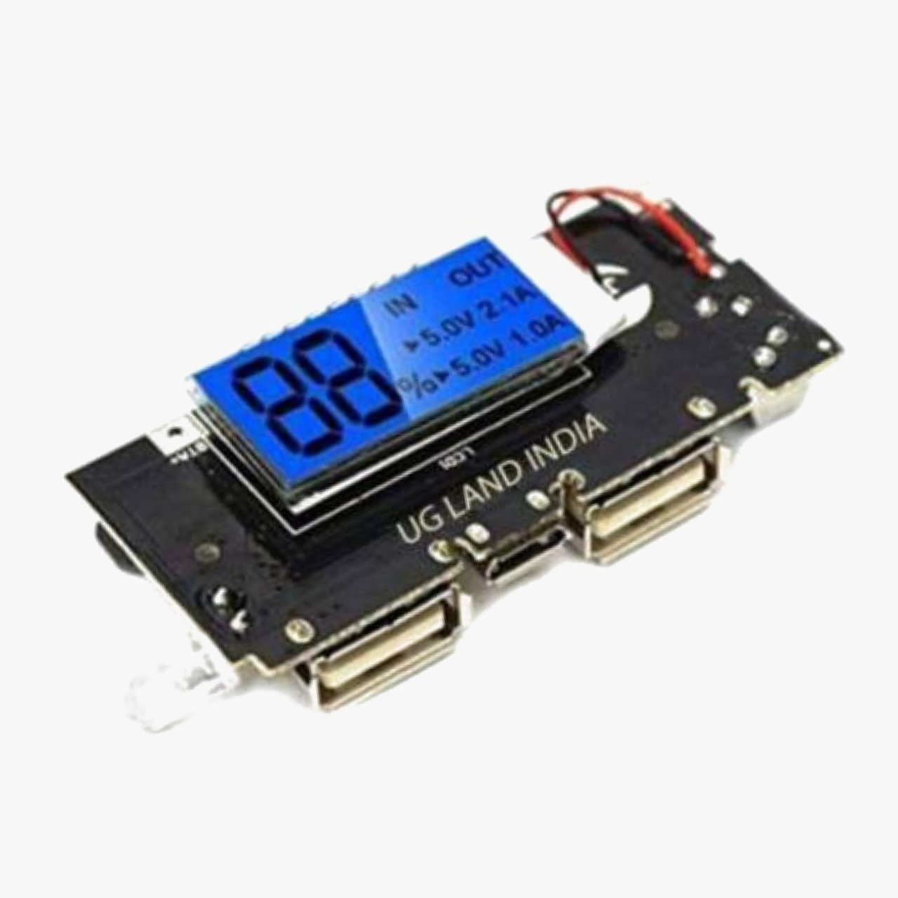 Dual USB 5V 2.1A PCB Black Power Module With Voltage Display LCD