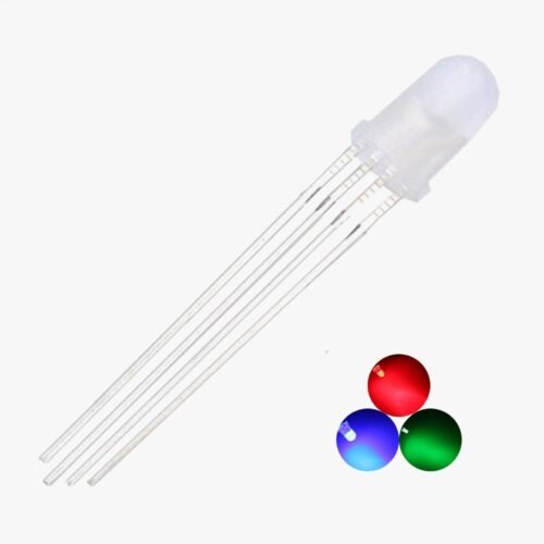 Common Anode 4 Leg Milky Lens RGB LED-5mm – 5 Pcs Pack