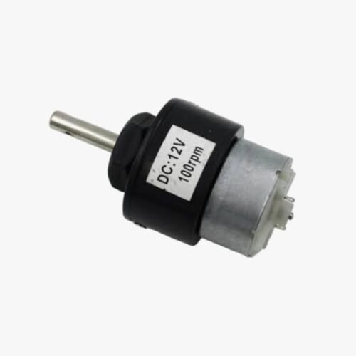 12V 100RPM Black – Silver Centre Shaft DC Helical Geared Motor