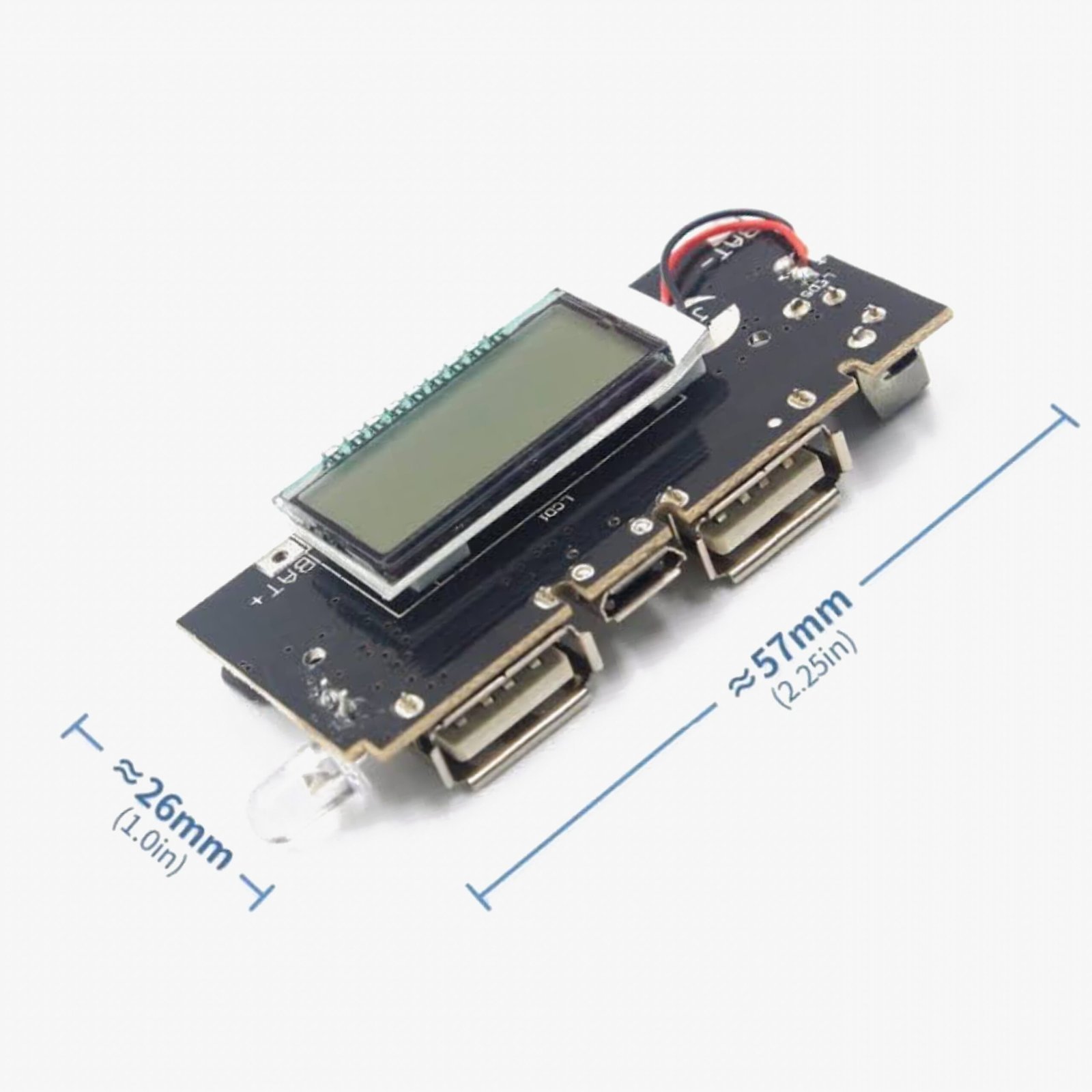 Dual USB 5V 2.1A PCB Black Power Module With Voltage Display LCD - Image 2