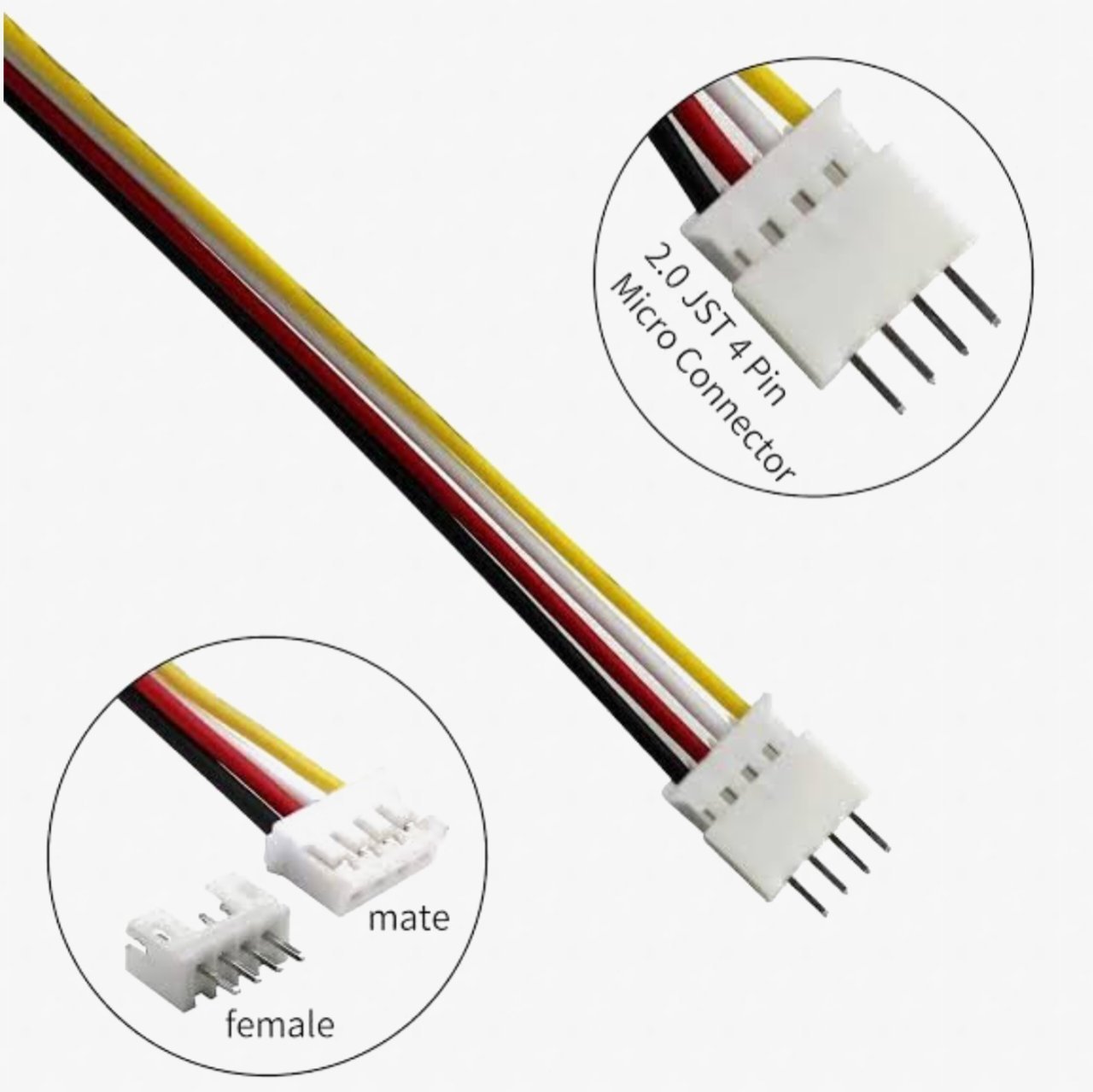 4 Pin JST XH 2.54mm Pitch Plug and Socket with Cable