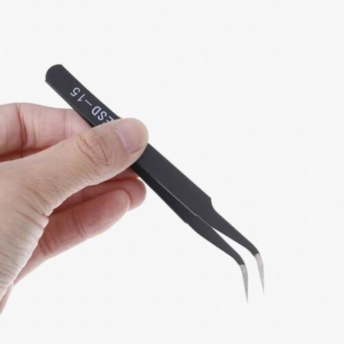 Black High Quality Bent-Curved Stainless Steel Tweezer