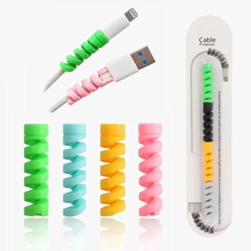 Spiral Charger Spring Cable Protector Data Cable Saver – 1 Set