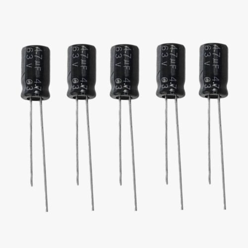 4.7uF, 50V Polarized Electrolytic Capacitor – 5 Pcs Pack