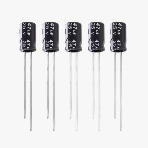 47uF 25V Polarized Electrolytic Capacitor – Pack of 5