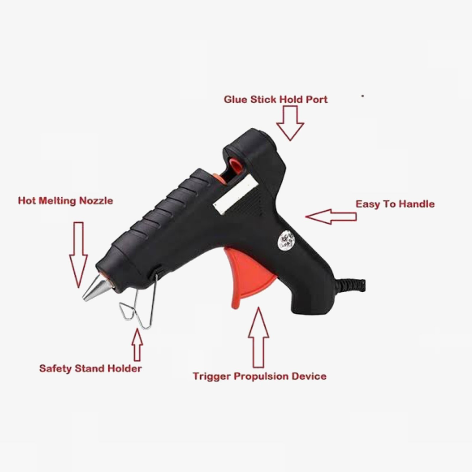 40 Watt Standard Temperature Hot Melt Glue Gun - Black Color - Image 3