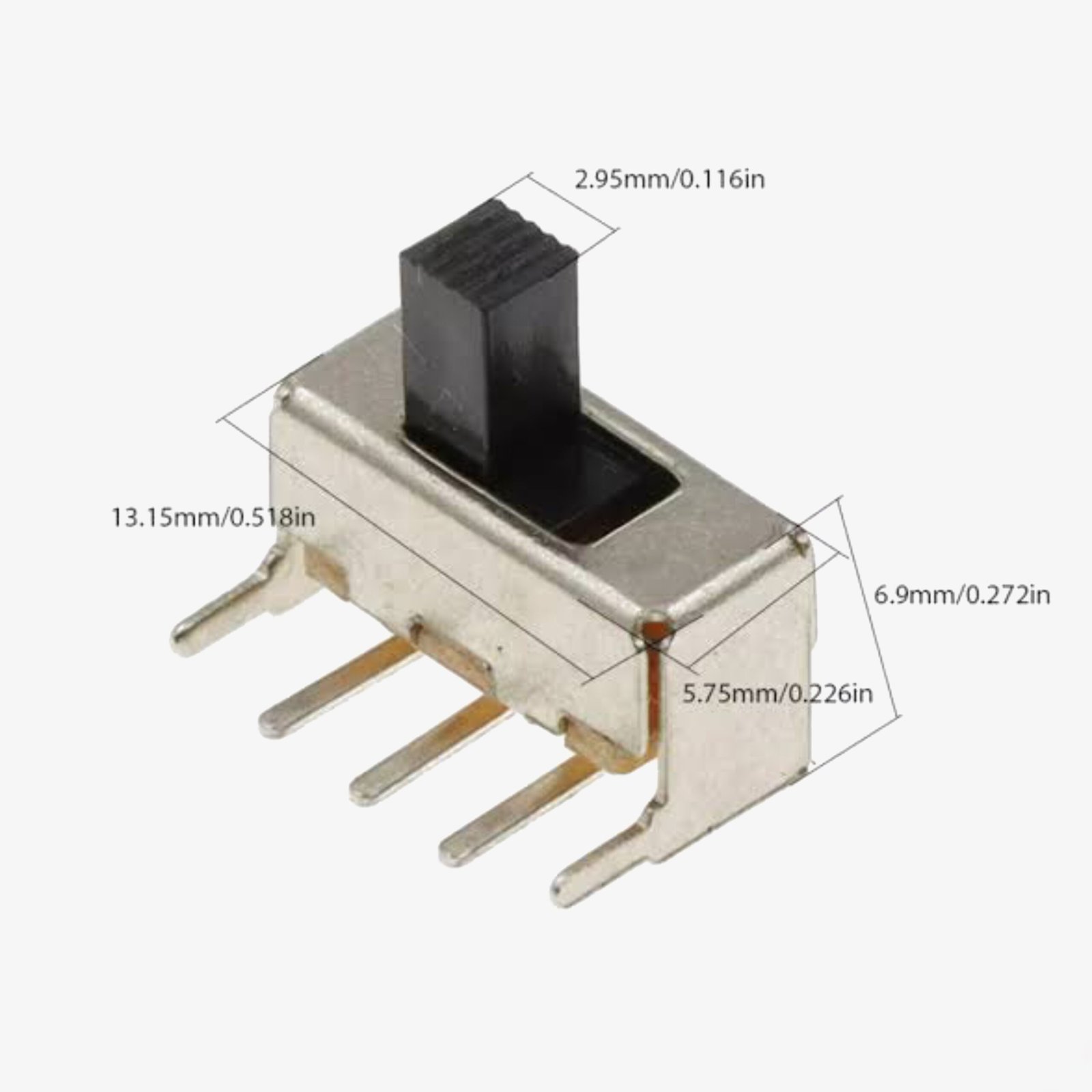 3 Pin 2 way Mini Right Angle Slide Switch-L Shape (PCB Mount, Pitch 0.1 inch) - Image 3