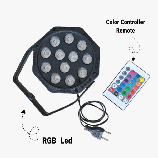 12-LED Multicolor RGB Remote-Controlled Par Light Lamp – Perfect for Parties & Events - Image 2