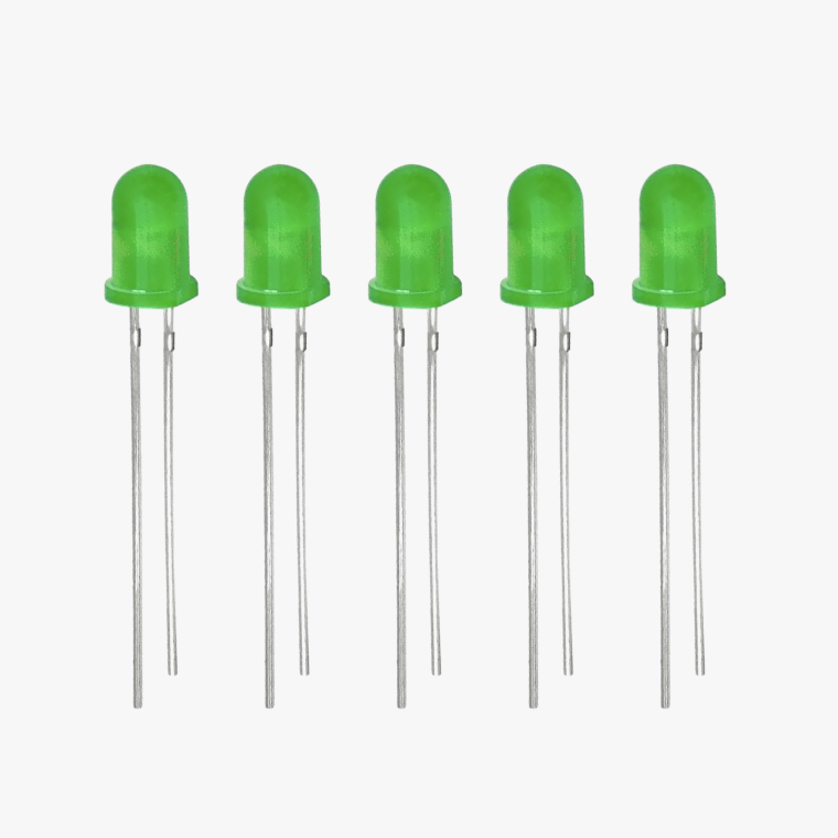 Diffused Green LED-5mm - 5 Pcs Pack