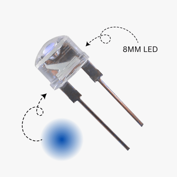 Blue LED-8mm Crystal Transparent - 5 Pcs Pack - Image 2