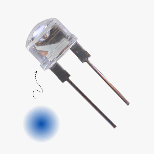 Blue LED-8mm Crystal Transparent - 5 Pcs Pack
