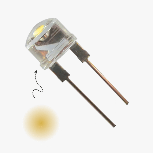 Yellow LED-8mm Crystal Transparent – 5 Pcs Pack