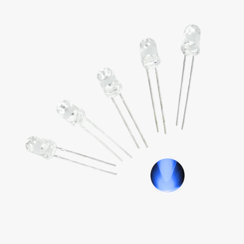 Blue LED-5mm Crystal Transparent – 5 Pcs Pack