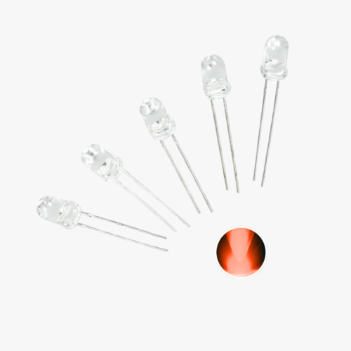 Red LED-5mm Crystal Transparent – 5 Pcs Pack