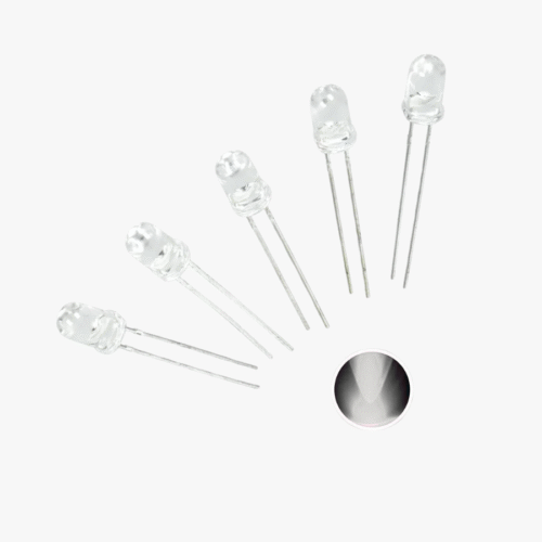 White Transparent Crystal LED-5mm – 5 Pcs Pack