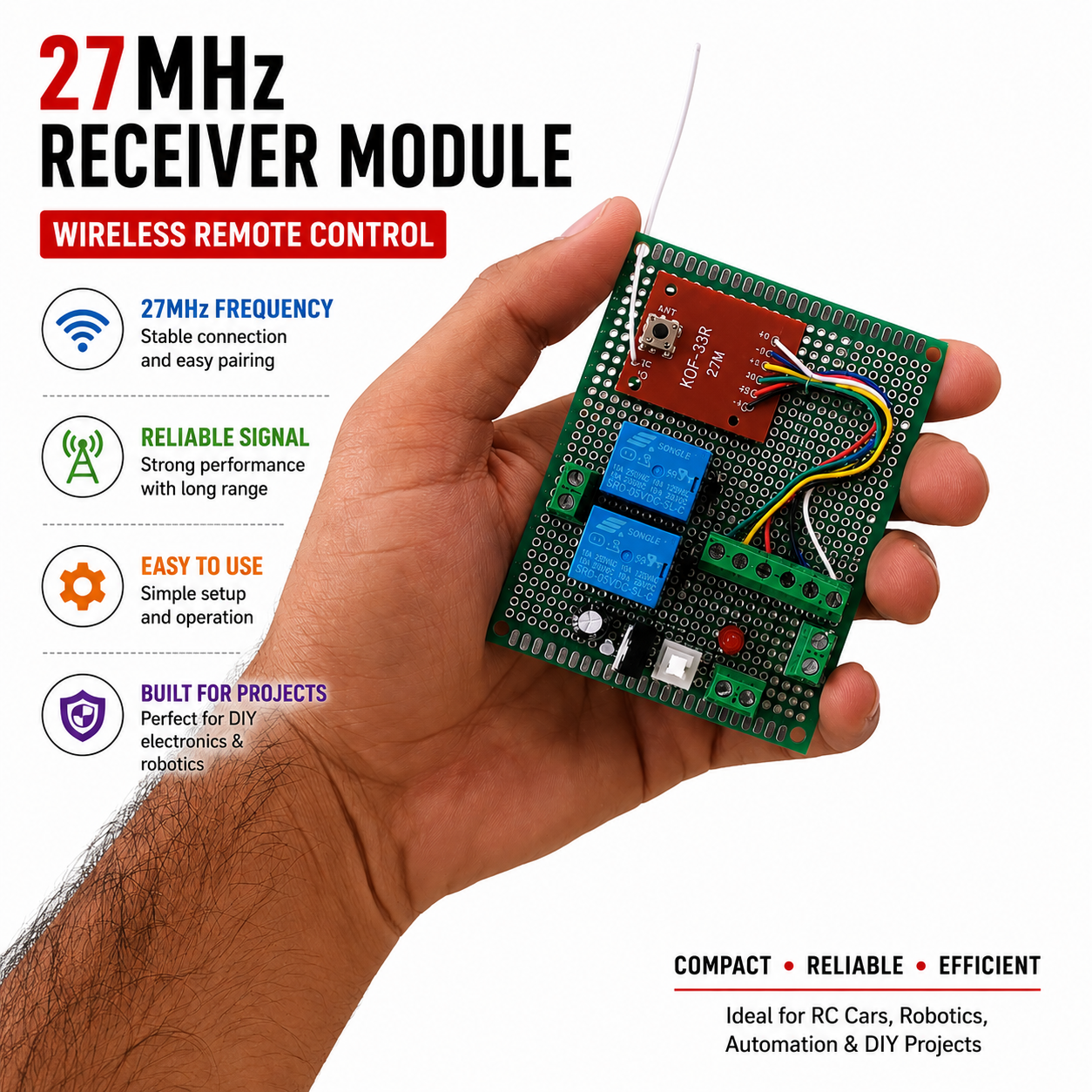 27MHz Wireless Remote Control Kit for 12V & 5V Motors - Image 4