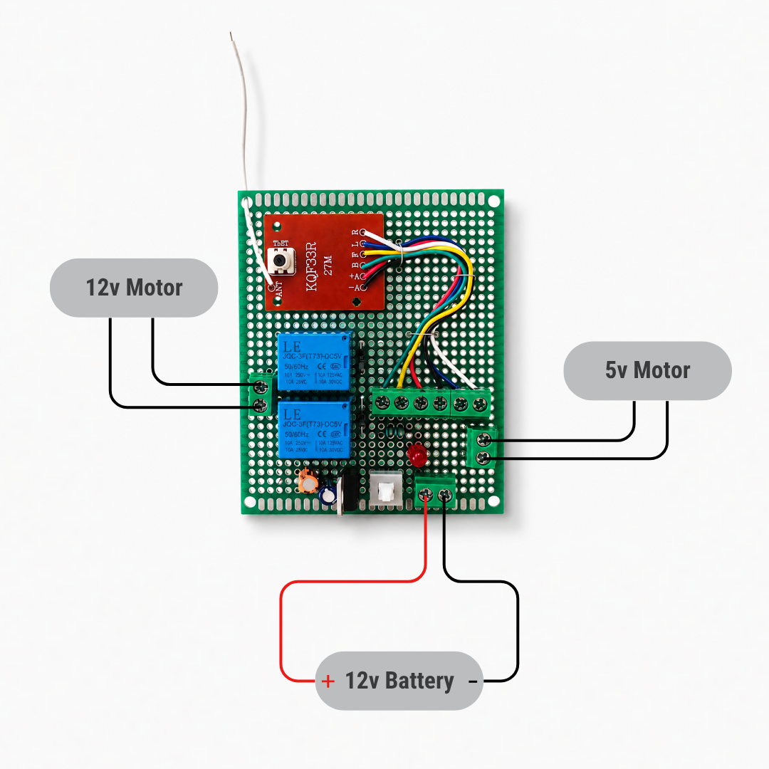 27MHz Wireless Remote Control Kit for 12V & 5V Motors - Image 6
