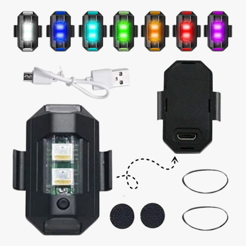 Rechargeable Mini LED Light for Bicycle & Aircraft – 7 Colors, 3 Flashing Modes
