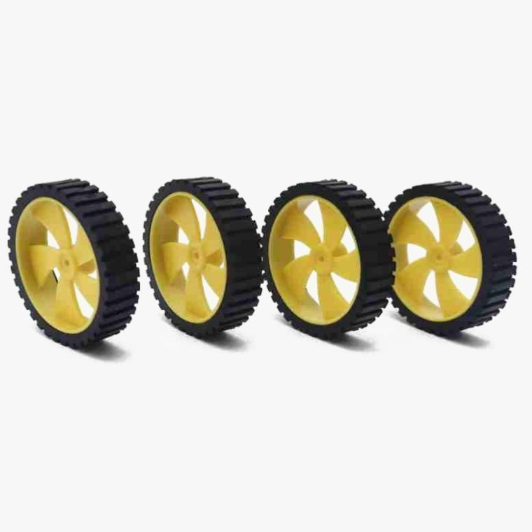 45mm x 11mm Hard Plastic Build Rubber Cover Yellow Toy Car Wheels (Pack of 2) - Image 3