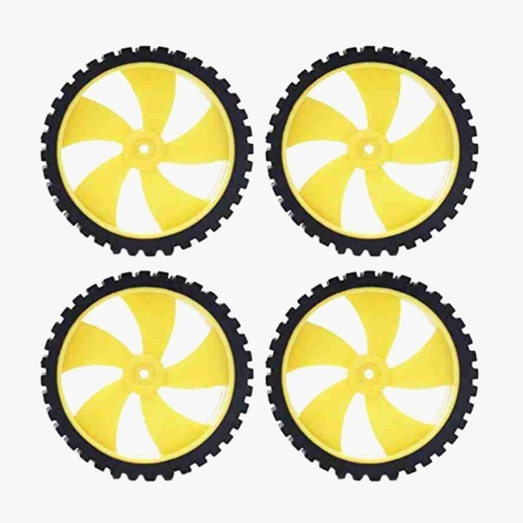 45mm x 11mm Hard Plastic Build Rubber Cover Yellow Toy Car Wheels (Pack of 2) - Image 2