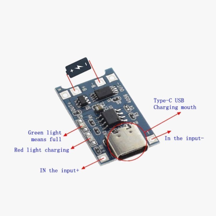 Type - C TP4056 1A Lithium Ion Battery Protection Charging Module - Image 3