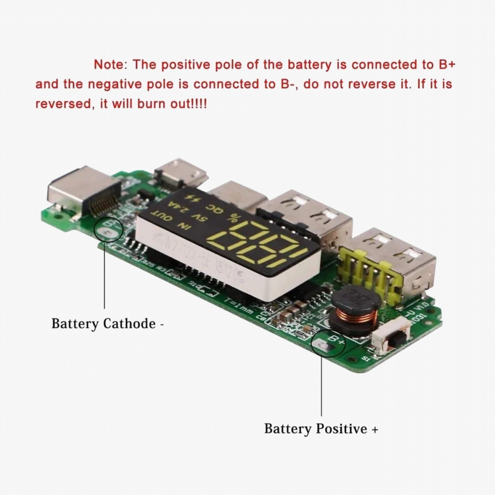Dual USB 5V 2.4A Micro/Type-C USB Mobile Power Bank Charging Module - Image 2