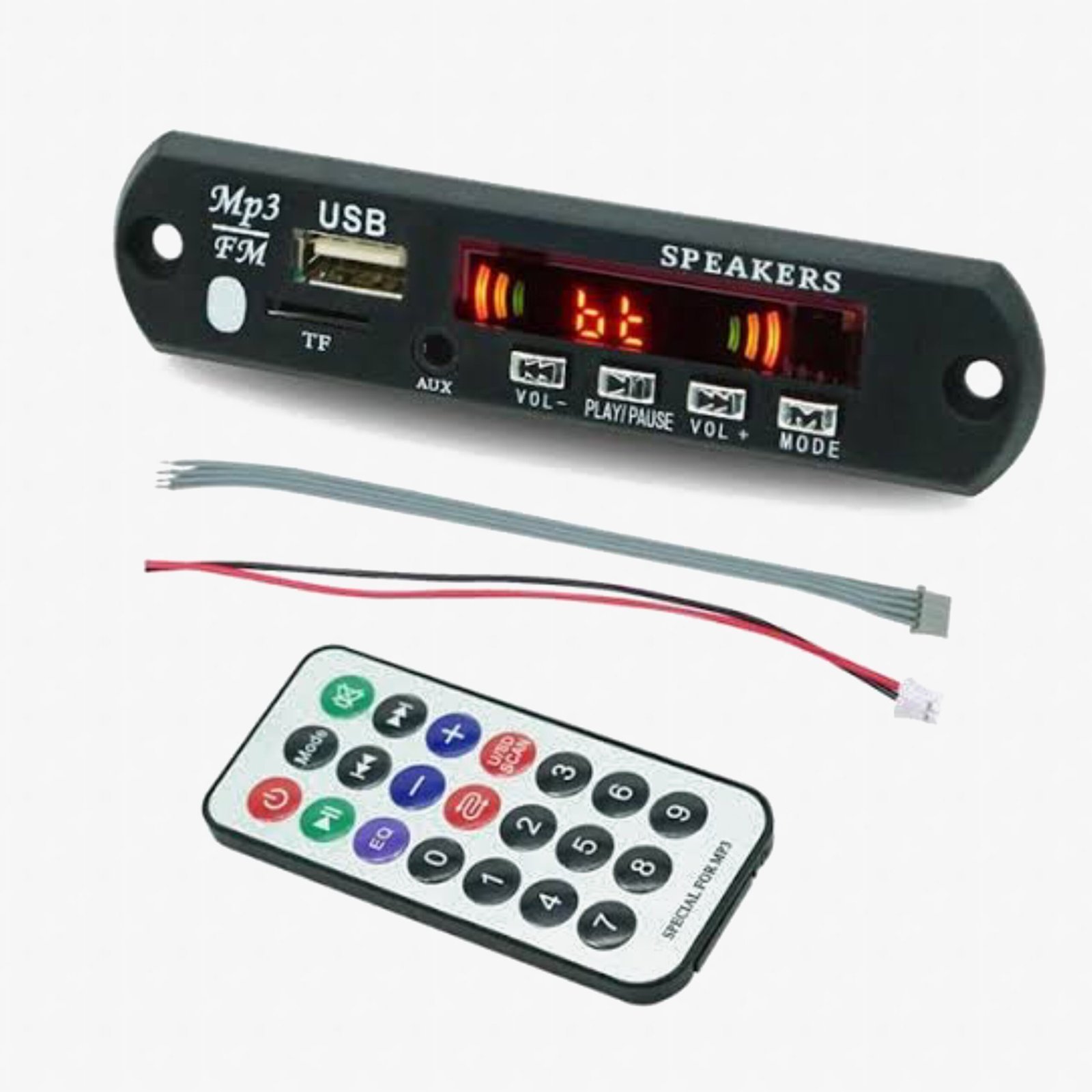 Bluetooth MP3 Decoding Board Module with Inbuilt SD Card Slot, USB, FM, and Remote Control
