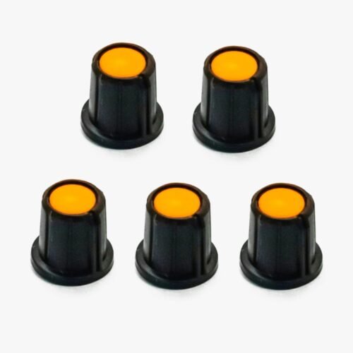 Orange - Black 6mm Shaft Hole Plastic Potentiometer Knob - 5 Pcs