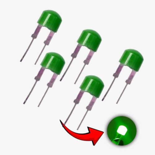 Diffused Green LED-8MM Crystal Transparent - 5 Pcs Pack
