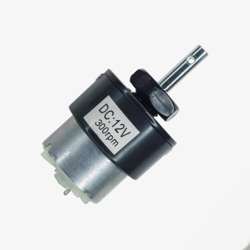 12V 300RPM Black - Silver Centre Shaft DC Helical Geared Motor