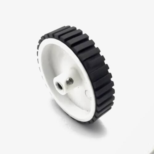 65mm x 17mm Hard Plastic 6mm Rod Compatible Rubber Cover White Color Wheel- 1 Pcs