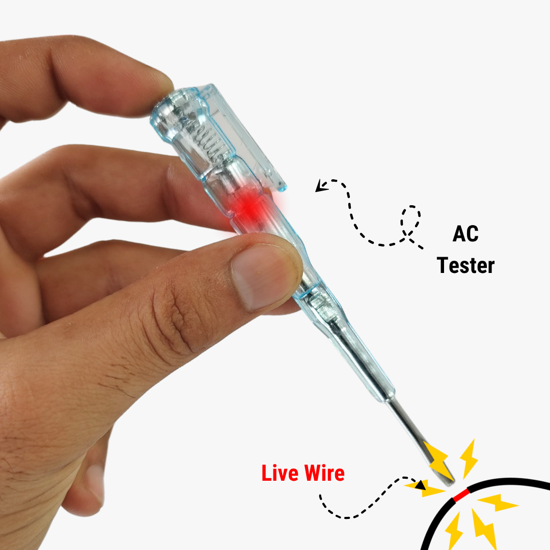 AC Line Tester with Screwdriver – Transparent Blue Color
