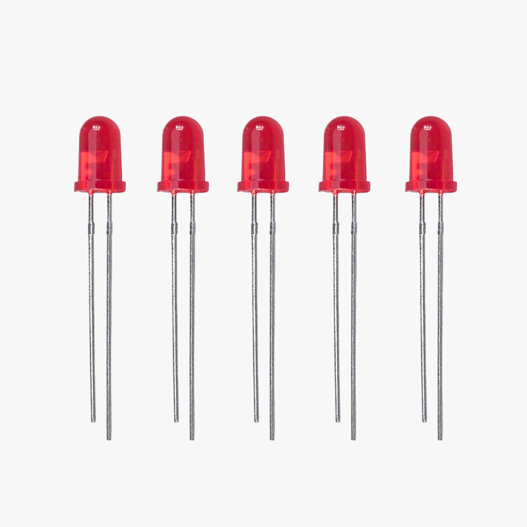 Diffused Red LED-5mm - 5 Pcs Pack