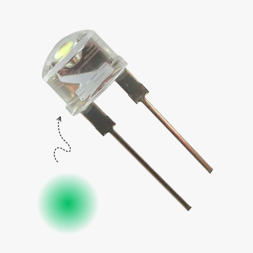 Green LED-8mm Crystal Transparent - 5 Pcs Pack