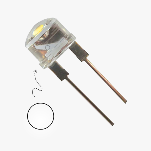 White LED-8mm Crystal Transparent - 5 Pcs Pack